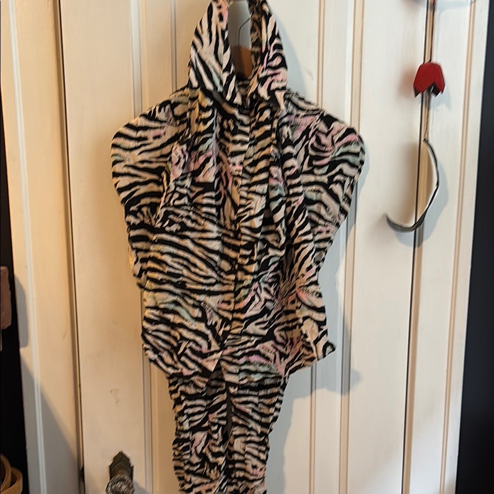 Zebra Print cigarette pant  and halter Top Set